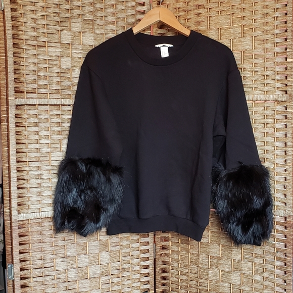 H&M Sweaters - H&M Sweater with Faux Fur Sleeves
